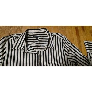 NWOT Banana Republic Black Cream Striped Collared Maxi Shirtdress Dress Size M